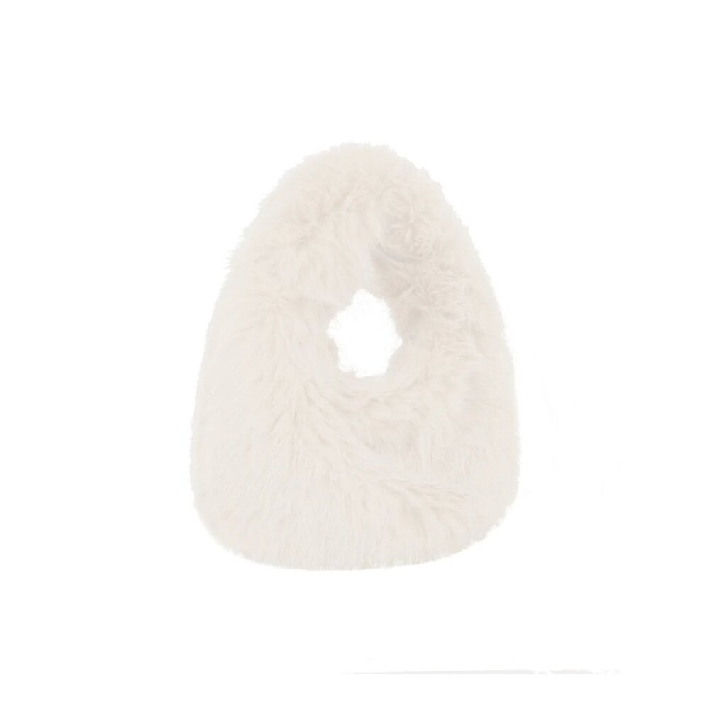 Calin Collection Faux Fur Hobo Bag in White